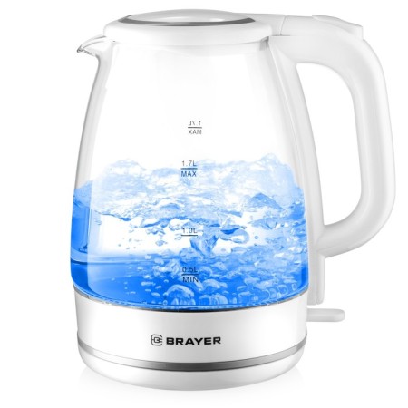Electric kettle Brayer 1030br-Wh, 2200 watts, 1.7 l, glass case