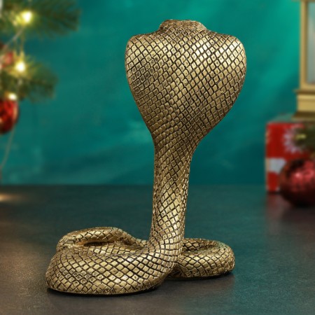 Figure "Royal Cobra Snake" Gold, 14x8x17cm-2