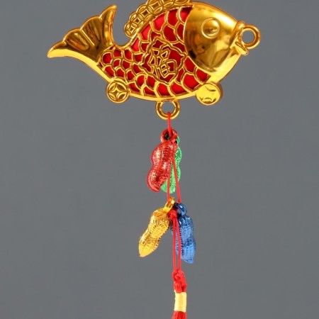 Plastic suspension, textiles "Golden carp with peanuts" 35 cm-2