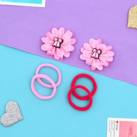 Set for hair "Ormoral" (4 elastic bands, 2 clamps 4 cm) a band of strips, pink-1