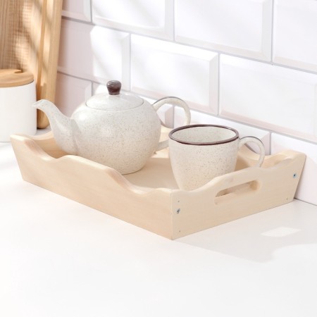 Wooden tray for breakfast wave No. 1, array, 30x20x5.5cm