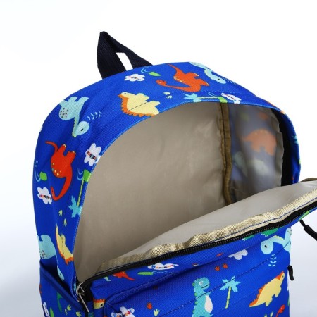 A backpack with a zipper, external pocket, dark blue color-5