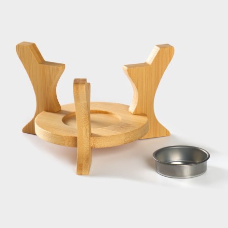 A porcelain teapot on a stand from Bellatenero bamboo "Tulip", 700 ml, white color-10
