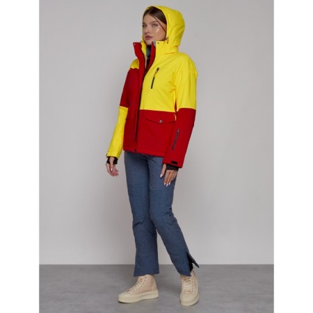 Ski jacket female winter, size 48, yellow color-7