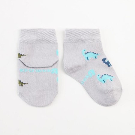 Socks crumb I am "dinosaurs", gray, 12-14 cm-1