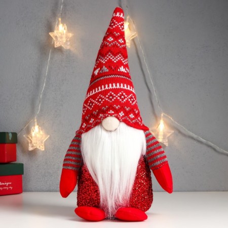 Doll Interior Light "Santa Claus Luminous nose, in a red cap with patterns" 33x17x12 cm-1