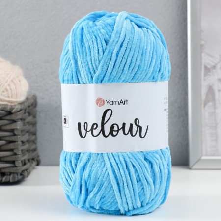 Yarn "Velour" 100% micropoliester 170m/100g (850 yoke blue)-4