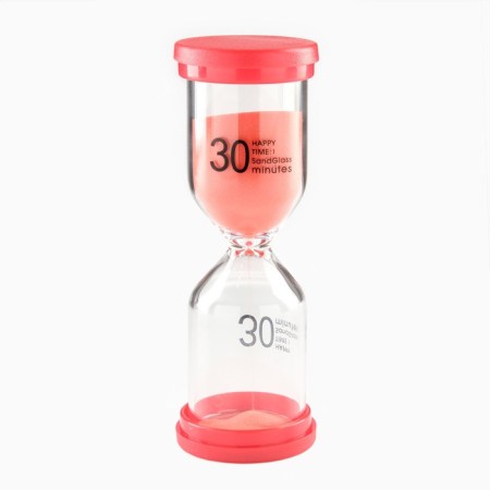 Happy Time sand clock, for 30 minutes, 4.4 x 12.6 cm, red