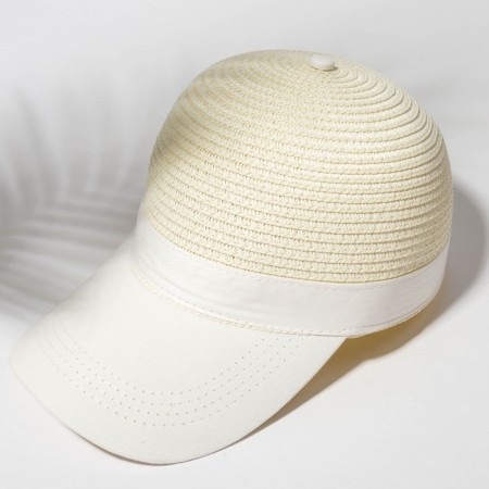 Cap female wicker minku Milk color, size 56-58-4