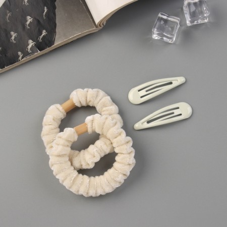 Hair set "Gloria Tenderness" (2 gum 5.5 cm, 2 invisibility 5 cm) milk-1