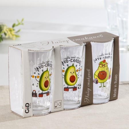 A set of glasses "Avocado", 230 ml, 3 pcs, Mix drawing-17