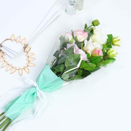 Flower package "EVERY DAY IS A New Begining", mint, 30 x 10 x 45 cm