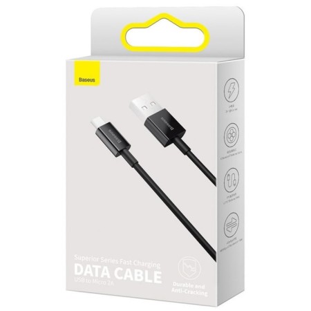 Baseus cable, microUSB - usb, 2 a, tpe braid, 1 m, black-3