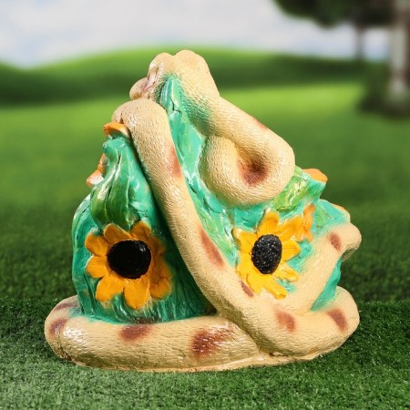 Garden figure "Snake with sunflower" green, 26x30x25cm-2