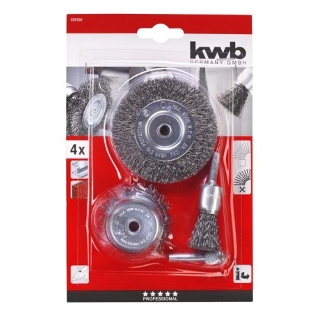 Kwb, d = 75/50/15 mm, shank d = 6 mm, wire steel HSS, 4 items-1