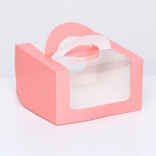 Bearbox under the bento-port with a window, pink, 14 x 14 x 8 cm