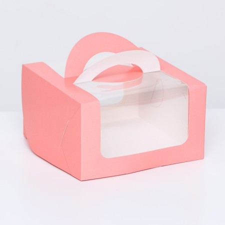 Bearbox under the bento-port with a window, pink, 14 x 14 x 8 cm