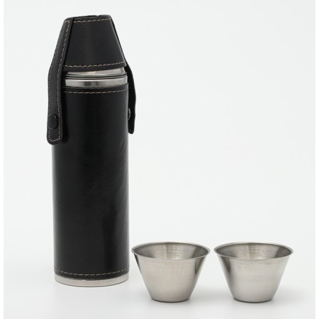 Alcohol flask, stainless steel, gift, 300 ml, with 3 piles of 30 ml