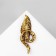 Brooch "Leaf" curved, color blue-gold in black gold