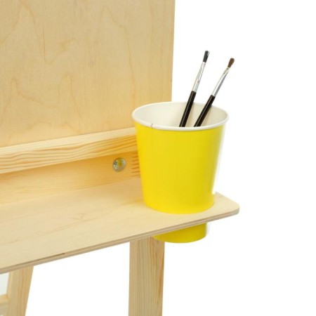 Molbert Type "Clap", bilateral, 120 x 60 x 65 cm, tablet 60 x 60 cm, shelf with two cup holders, unpainted wood, calligrata-4