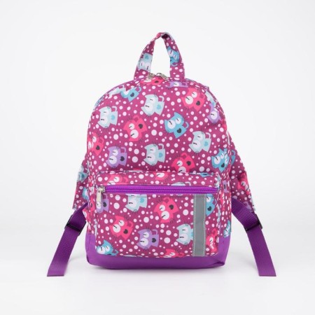 Baby backpack with zipper, external pocket, reflective strip, purple color-2