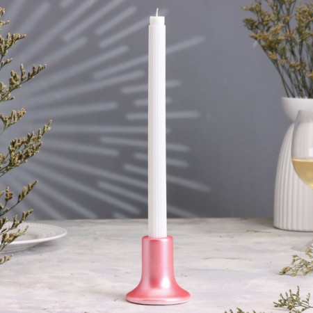 Gypsum candlestick, 7.5x7.5cm, pink