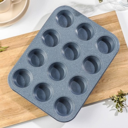 Baking uniform “Marble”, 35 × 27 cm, 12 cells, anti -stick coating, color gray color-1
