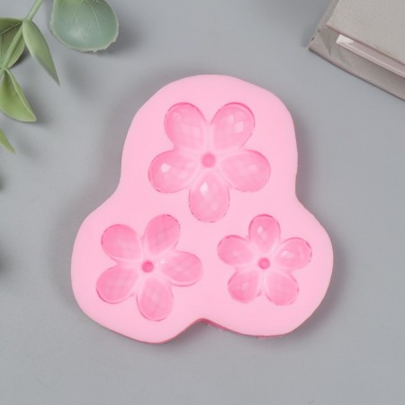 Mold Silicon "Cristals flowers" 3 objects 1x7.5x6.5 cm-2