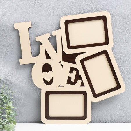 Photo frame LHDF "Love" in 3 photos 10x15 cm. Product size 40x43 cm