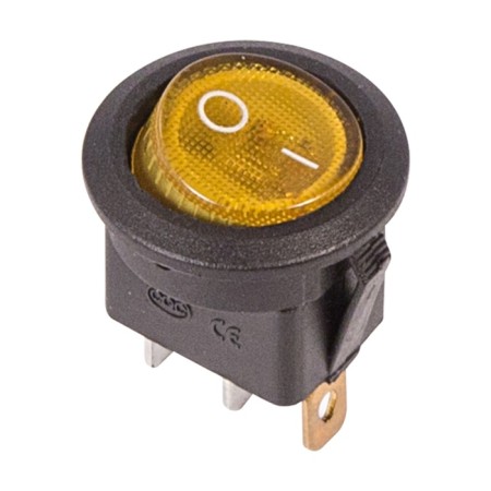 Switch Clay Round 250V 6A (3C) On-OFF yellow with backlight (RWB-214, SC-214, MIRS-101-8