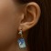 Emall earrings "Cosmos" and cats, white-blue color in gold