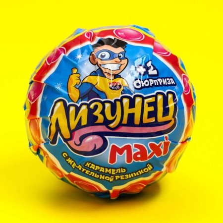 Caramel "Lizunets" on a stick with a chewing elastic band, for boys, 125 g-2