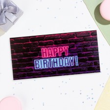 Конверт для денег "Happy Birthday!" неон, 16х8 см