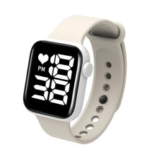Watch is an electronic watch, silicone strap, white