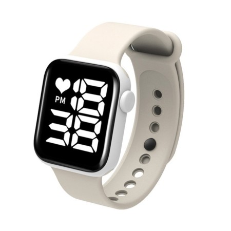Watch is an electronic watch, silicone strap, white