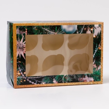 New Year. Box for 6 cupcakes with a window of "sweet moments", 25 x 17 x 10 cm, packaging-2