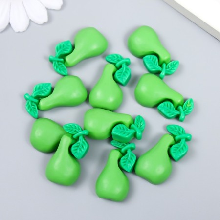 Decor for creativity plastic "Green pear with leaves" set 10 pcs 3x1.5 cm-2