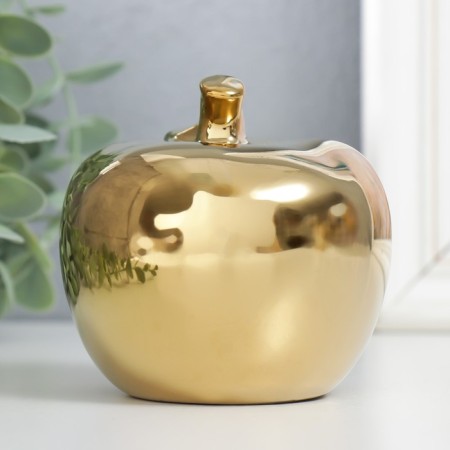 Souvenir ceramics "Golden apple with a leaf" 9.5x10.5x9.5 cm-3