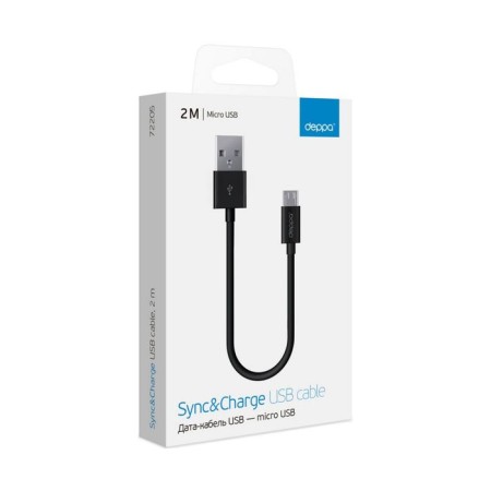 DEPPA cable (72205) Micro USB, Black, 2 meters-1