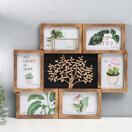 Photo frame plastic in 6 photos 10x15 cm "Golden tree" Dark gold 38x45 cm