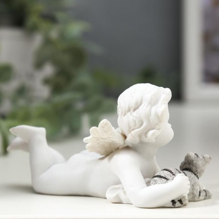 Polystone souvenir "Snowthrough angel with a colored striped cat" 5x4.5x9.6 cm-2