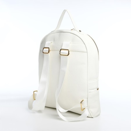 Women's backpack made of artificial leather with lightning, 2 pockets, white color-2