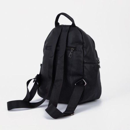 Women's backpack made of artificial leather with lightning, black color-1
