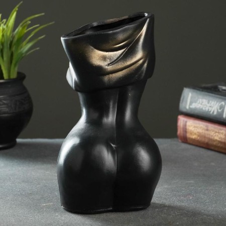 Vase "Grace" black with gold, 0.7 liters-2