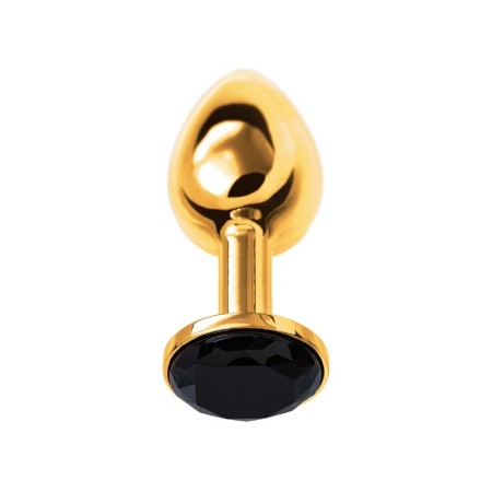 Anal plug Metal by Toyfa, golden, with a black crystal, 7.5 cm, d = 3 cm-1