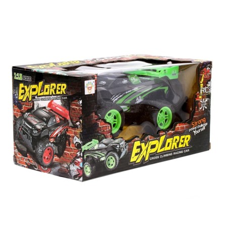 A radio -controlled “researcher” jeep works on batteries, green color-3
