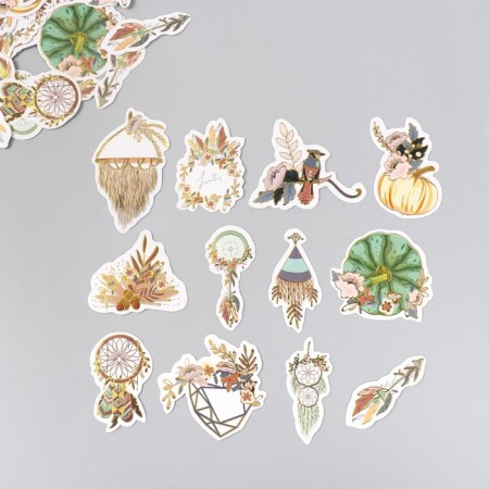 Stickers for creativity "Boho" embossing gold set 48 pcs 9x7x0.8 cm-1
