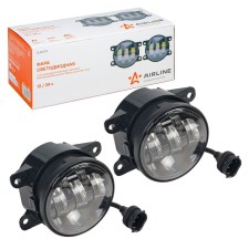 LED headlight with an adjustable light border AIRLINE, 45W, white/yellow light, D-90mm, 2 pcs