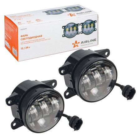 LED headlight with an adjustable light border AIRLINE, 45W, white/yellow light, D-90mm, 2 pcs