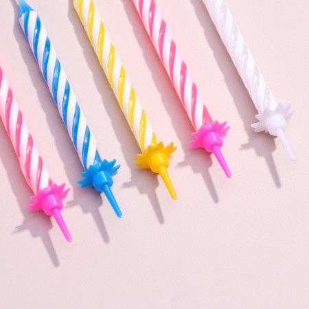 Candles in the cake "Spiral", 6.5x0.5cm, 12 pcs-3